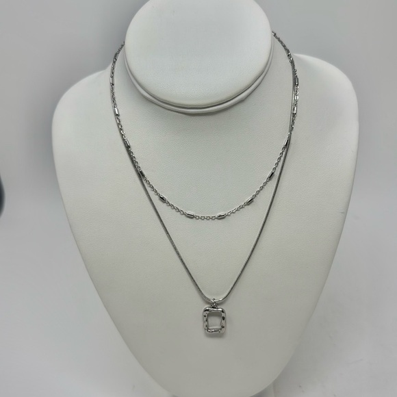 Silver 2 Piece Geo Charm Necklace Set - Picture 5 of 8